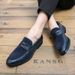 New Fashion British Matte Black Business Casual Loafer Shoes Young Man Stepping Pointed Leather Cover Foot Photo Studio Wedding Leather Shoes Party Dr_vogvips.com