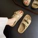 Summer Vintage Double-button Thick-soled Summer Sandals In Sizes 35-40. Rubber Sole. Daily Casual. Adjustable Strap. Sandals._vogvips.com