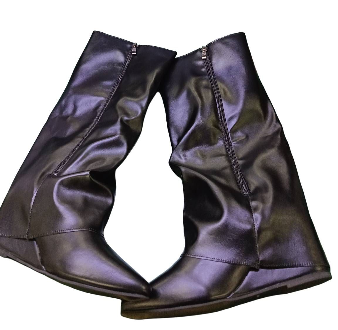 Stacked Shaft Knight Boots - 7CM Chunky Heel Pointed Toe Boots For Women | Retro British Style | Side-Zip Ankle Boots | Winter-Ready Fleece Lining_vogvips.com