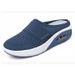 Coarse Summer New Plus Size Lazy Person With One Foot Kick, Toe Cover, Mesh Slippers, Women's Simple Slope Heel Mop_vogvips.com