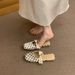 First Encounter Season: Gentle Polka Dot Bow Low-Heel Square-Toe Slip-On Mules 2026 Summer New Style Chunky Heel_vogvips.com