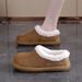 Round Headed Flat Cotton Shoes For Autumn And Winter Of 2025, New Style With One Foot Low Top Fur Shoes And Plush Boken Shoes For Women_vogvips.com