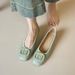 French Light Mouth Single Shoes Women's Thick Heel With Skirt Square Head One Pedal Woven Grandma Shoes_vogvips.com