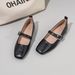 French Square Head Soft Sole Mary Jane Shoes Late Evening Breeze Word With Light Mouth Single Shoes Low Heel_vogvips.com