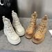 Women's Yellow With Hollow Design, 2024 New Model Genuine Leather Women's Boots, Hollow-Out Height-Increasing Martin_vogvips.com
