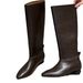 2024 Autumn Winter Korean Style Simple Flat Pointed Toe Straight For Women Over-the-Knee Slimming Long Leather Boots_vogvips.com