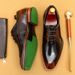 Square head English glossy leather shoes with patent leather polishing Oxford men's shoes_vogvips.com