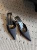2025 New Style Pointed Toe Mid-Heel Stiletto Slip-On Genuine Leather French Minimalist Women's Summer Outdoor Sandals_vogvips.com