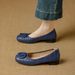 French-style Soft Leather Loafers, New Spring And Autumn British Style Slip-on Shoes, Large Size, Chunky Heel, Shallow_vogvips.com