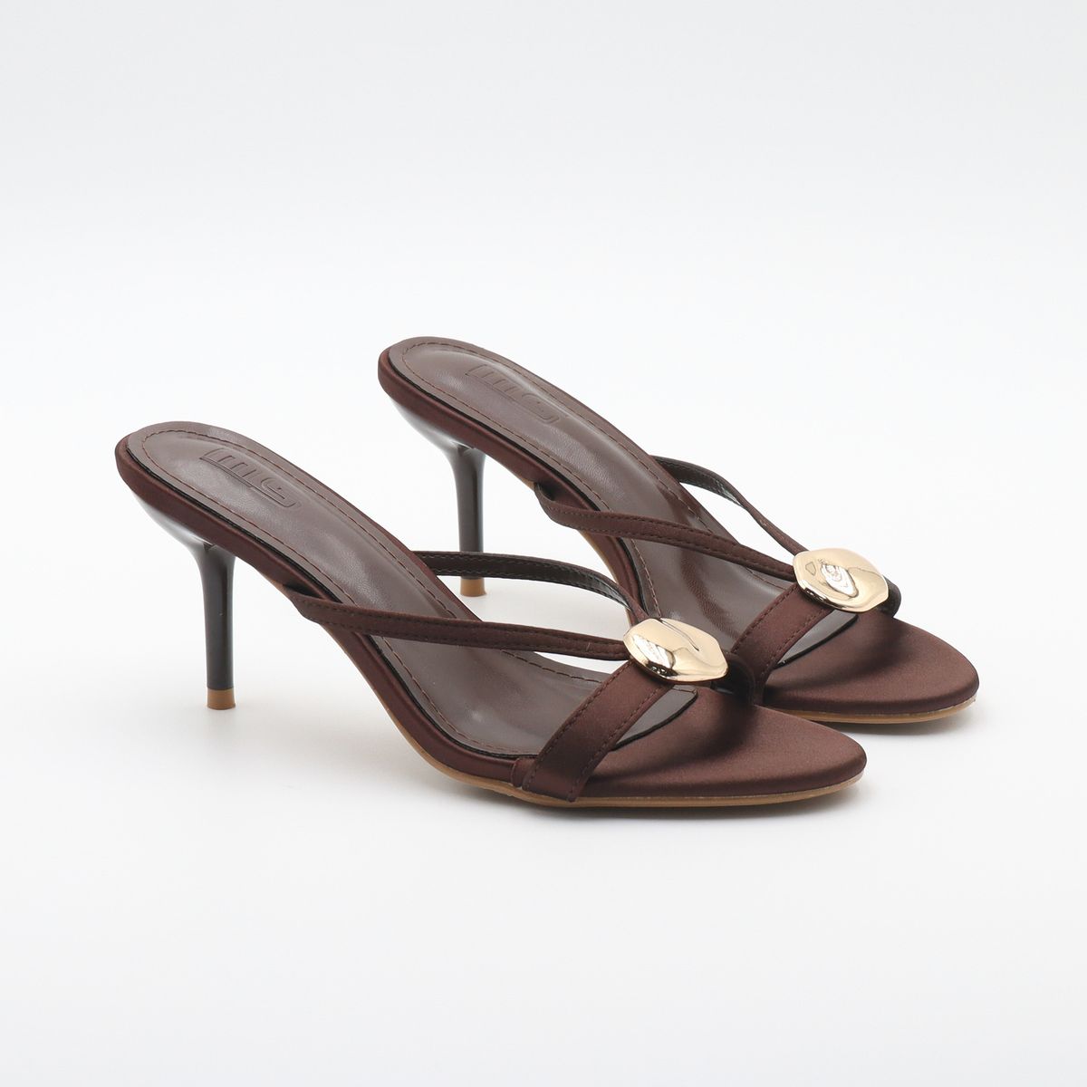 Women's Shoes Versatile Spring New Arrival Women's Shoes Black Metallic Details Round Toe Stiletto Sandals Elegant Slippers_vogvips.com