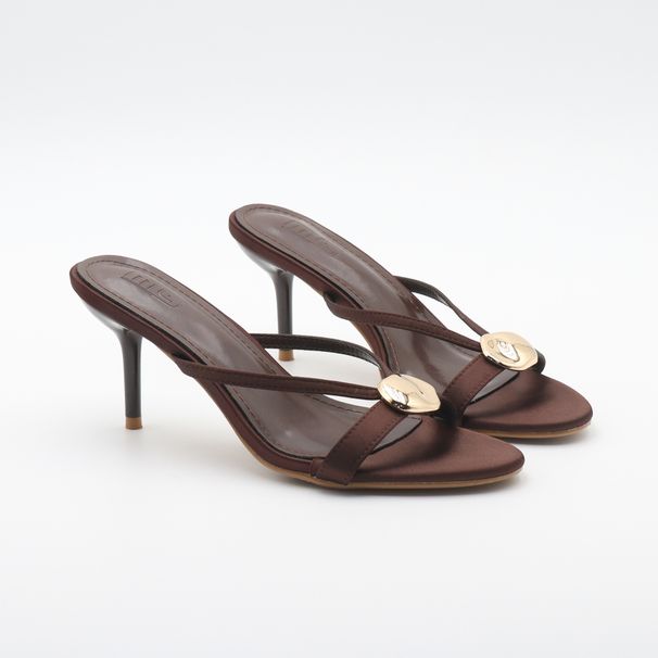 Women's Shoes Versatile Spring New Arrival Women's Shoes Black Metallic Details Round Toe Stiletto Sandals Elegant Slippers_vogvips.com