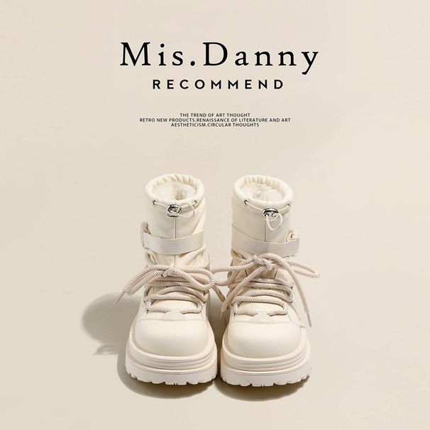 Thick-soled Snow Boots For Women In 2025-1, New Winter Fleece And Thickened Large Cotton Shoes, Waterproof And Anti-slip Martin Short Boots_vogvips.com