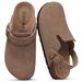 Shevalues Women Cow Suede Clogs With Adjustable Buckle Cork Leather Mules Comfortable Slip On Women Slippers Outdoor Cork Clogs_vogvips.com