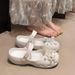Women's Summer Ballet Clogs, EVA Soft Elastic, Slimming, Iridescent, With Glass Flowers Pearls, For Home And Outdoor_vogvips.com