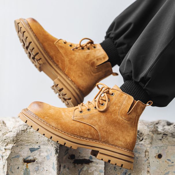 European Warm Series 2025 Autumn Martin Men Mid-Cut High Street Style Ankle Shoes Casual Desert Work Boots Men's Trendy_vogvips.com