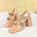 1868-K95 Wind Thick Heel Waterproof Platform Shallow Mouth Square Head Straight Line With Water Diamond Buckle Single_vogvips.com