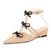 599-25 French-style Sweet Slippers With Pointed Toe, Shallow Mouth, Bowknot, Wedge Heel, One-strap Buckle, Fashionable_vogvips.com