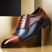 Euro Step Spring And Autumn New Brogue Color-Block Men's Carved Fashion Breathable Versatile Business Formal Wedding Leather Shoes_vogvips.com