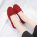 Bean Spring And Autumn New Bow Flat Sole Single Round Toe Pregnant Women's Large 43 Shoes_vogvips.com