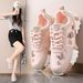 Dad Shoes Women 2026 European Shoes New Summer Breathable Single Shoes Platform Casual Sports Rhinestone Mesh Shoes Large Size_vogvips.com