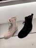Women Boxing Boots XJ Women's Shoes 25 Autumn Winter Fashion Elastic Soft Cowhide Leather Round Toe Lace-Up Side Zipper Flat Boxing Ankle_vogvips.com