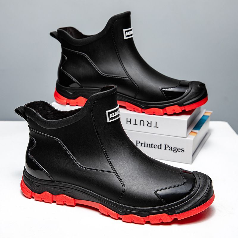 Men's Low Top Rain Boots Short Tube Rain Boots Men's Fashion Overshoes Kitchen Water Boots Fishing Rubber Shoes Water Shoes Summer_vogvips.com
