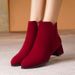 2025 Autumn Winter New Fashion Pointed Toe Suede Side Zipper Chunky Mid Heel Plus Size Women's Boots_vogvips.com