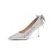 MTX 6681-18B French Crystal Bow High Heels Elegant Socialite Party Xiuhe Sequin Bride Bridesmaid Shoes_vogvips.com