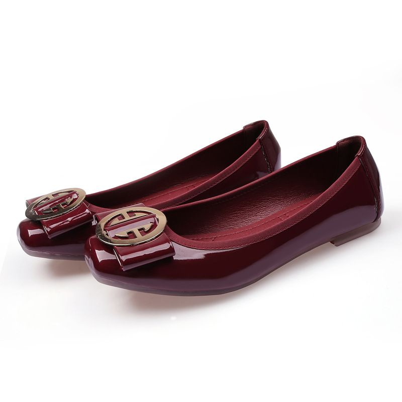 Women's Vintage Style Commute Solid Color Square Toe Flats_vogvips.com