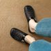 Soft Leather Closed-Toe Half-Slip For Women 2025 Summer New Hollow Out Internet Celebrity Flat Hole Outdoor Casual Slippers_vogvips.com