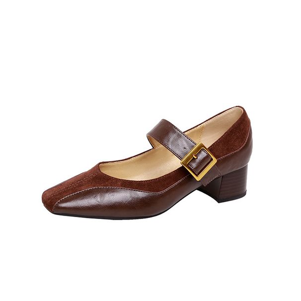 Women's Shoes Spring Retro Square Toe Buckle Strap Thick Heel Mary Jane Shoes Fashionable And Versatile Shallow Mouth Single Shoes For Women_vogvips.com