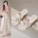 Bowknot Outdoor Slippers For Women New Summer Versatile Flat Non-slip Female Student Fashion Soft Sole Beach Sandals_vogvips.com