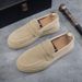 Step On Men's Summer 2025 New Black Frosted Leather Men Lazy Driving Casual Bean Shoes Soft Sole_vogvips.com