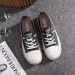Genuine Leather Elastic Band Flat Round Toe Low Cut White Comfortable Breathable Soft Bottomed Casual Board Shoes_vogvips.com