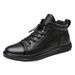 First Layer Cowhide High-top Velvet Thermal Casual Leather Shoes Men's Shoes Men's Mid-top Board Shoes Cotton Shoes Martin Boots_vogvips.com