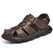 Men's Beach Shoes With Hollowed-Out And Breathable Leather Sandals, Large Size 4748_vogvips.com