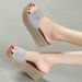 2025 Summer New Flat Sandals Women's Thick Sole High Heel Fish Mouth Sequin Slippers Factory Goods Direct_vogvips.com