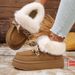 Women's Shoes Plus Size Snow Boots, Platform, Thick Sole, Bow, Suede, Winter Round Toe, Slip On, Warm Cotton Boots_vogvips.com
