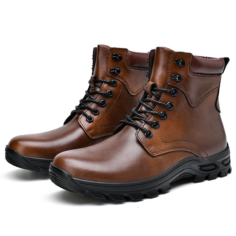 Men's Leather Men's Retro Leather Boots Front Tooling Shoes Breathable Martin Boots Low Heel Single Shoes Men's Shoes_vogvips.com