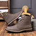Vintage boots for men with mid-top gray work boots for men_vogvips.com