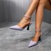 2026 New Purple Patent Leather Pointed Toe High Heels For Women, Thin Heel, Ankle Strap, Open Back Sandals, Cross-Border_vogvips.com