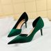 1363-A6 Fashionable And Minimalist Banquet Women's With Thin High Heels, Shallow Mouth, Pointed Side Hollow West Velvet_vogvips.com