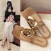 2025 New Square Toe Hollow Fashion Versatile Metal Buckle Niche Summer Home Outdoor Flat Women's Flip-Flops_vogvips.com
