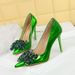 1829-H27 Style Banquet Thin Shallow Mouth, Pointed Crystal Bow, Women's Shoes, High Heels, Single Shoes_vogvips.com