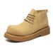 Derby Shoes Men's Platform Big Head Leather Shoes Medium Top Round Head Heightening Big Yellow Boots Leisure College Wind Green Tide Shoes_vogvips.com