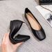 Genuine Soft Leather Work Black Square-toed Flat-soled Professional Office Shoes, Suitable Interviews And As A Flight_vogvips.com