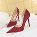 1363-5 European And American Sexy Nightclub Slimming Stiletto Ultra Shallow Side Hollow High Heels Retro Snake Pattern_vogvips.com