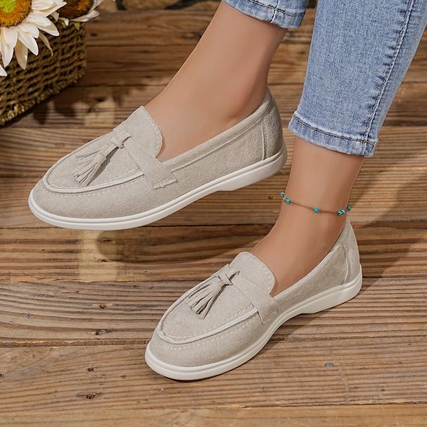 Women's Spring Suede Tassel Loafers Plus Size Slip-On Shoes European American Style New Fashion_vogvips.com
