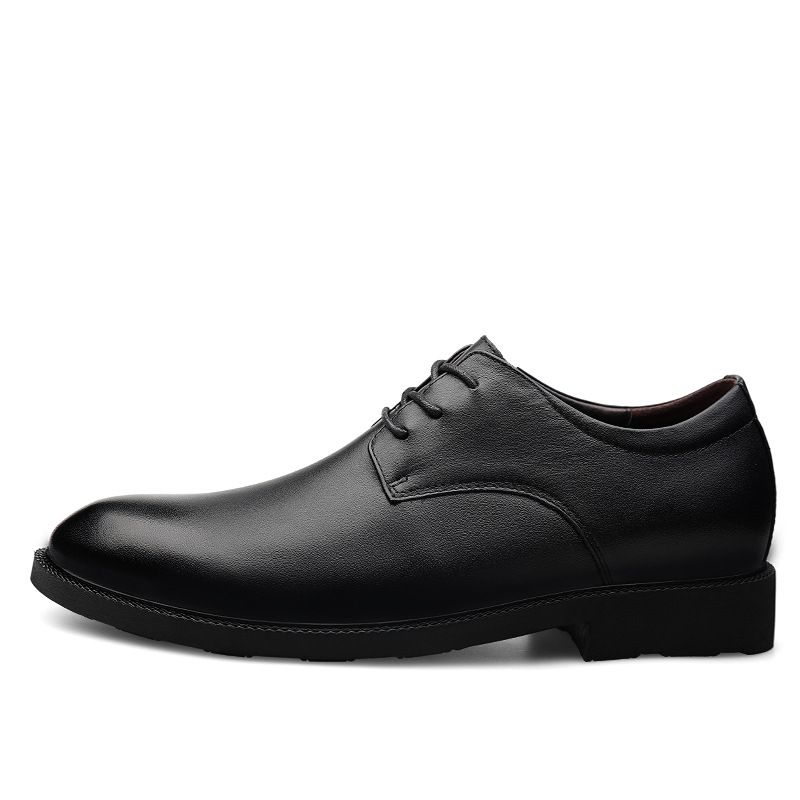 Men's Shoes, Leather Shoes, Niu Er Embossed Grid. Inner Heightening Leather Shoe Size Dress_vogvips.com