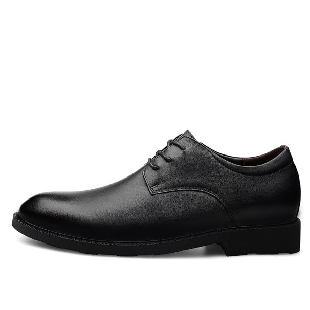 Men's Shoes, Leather Shoes, Niu Er Embossed Grid. Inner Heightening Leather Shoe Size Dress_vogvips.com